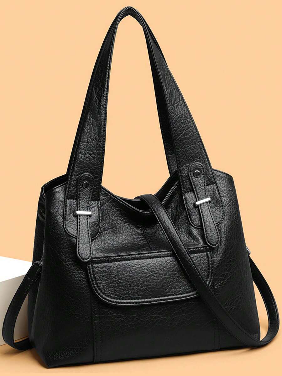 正品品牌柔軟PU皮革手柄女款手提包 肩背斜挎托特郵差包 大容量