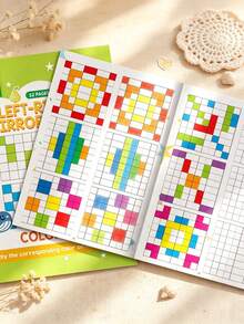 Symmetry Grid Copy Drawing Workbook,Left‑Right Mirror Image Coloring Book For Kids, Draw The Other Half, Preschool Educational Activity Book, 32 Pages, Ages 3+, Kids Art Practice Learning Toy Gift - Multicolor - View 3