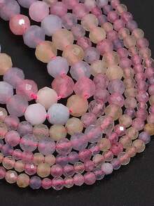 1 Strand 2/3/4mm Morganite Faceted Natural Stone Beads Loose Spacer Beads For Jewelry Making DIY Necklace Bracelet Accessories - Multicolor - View 4