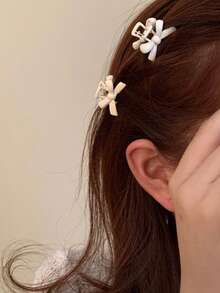 2pcs Women's Bow Mini Hair Clips, Front Hair Clips Side Clips Bangs Clips Hair Accessories, Suitable For Daily Wear - Black - View 6