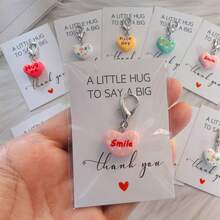 30Pcs/10Sets/1PC Colorful Heart-Shaped Resin Keychain Set, Multi-Color Heart Keychain Pendant, Suitable For Bag Decoration, Car Key Accessories, Includes Thank You Card, Perfect For Birthday, Wedding, Teacher's Day, Thanksgiving And Christmas Gifts, Party Favors - Multicolor - View 8