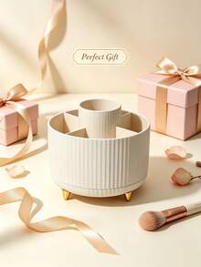 360° Rotating Makeup Organizer 1pc Plastic Cosmetic Storage 5-Compartment Design Can Store Brushes, Eyebrow Pencils And Lipsticks Portable Vanity Storage Box Suitable For Vanity, Bathroom, Office Desk Stationery Storage Or Travel Durable PP Material - Multicolor - View 12