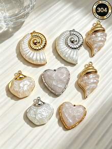 1/2Pcs Coastal Vintage Boho Shell Conch Charms For Jewelry Making, Stainless Steel Imitation Shell Pendants For DIY Necklace Earring Supplies - Acrylic Pendant - View 7
