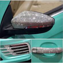 1 Shet Citer Rhinestone Sticker DIY Car Furniture, Water Cup Phto Frame Decoratve Stcker Sel Achesive Lter Cytal Cm Stcker 4.45x9.37 Inch/ 8.96x 9.37 Inh/9.37x127 Inh White - White - View 4