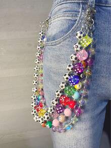 1pc Fashion Punk Geometric Chain Waist Chain, Personalized Hip-Hop Multi-Layer Body Chain, Suitable For Pants Decoration, Pants Chain, Keychain, Bag Pendant, Daily Wear, Music Festival, Party, Unisex, Jewelry Gift - Multicolor - View 3