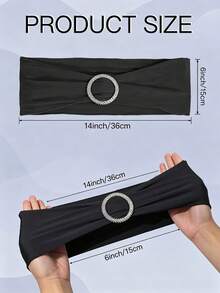 1pc Black Elastic Spandex Chair Back Decorative Band With Minimalist Metal Ring, No-Tie Chair Back Cover Strap, Suitable For Wedding, Party, Banquet, Hotel Event Decoration, Minimalist Bow Style - Black - View 9