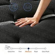 Matelas 140x190 cm, Épaisseur 30 cm, Matelas Hybride 7 Zones Ressorts Ensachés & Mousse Mémoire, Régulation de la Température, Construction Robuste, Élasticité Agréable - Noir - Voir 4