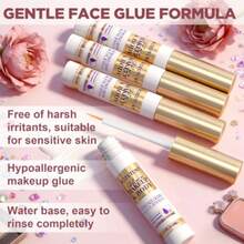 QFace Makeup Glue For Rhinestones, 4 PCS Rhinestones Face Glue For Cosplay Makeup, Waterproof Body Glue For Wig Face Gems Eye Body Glitter, Eyelashes - While - View 3