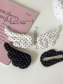 1 Pair Polka Dot Angel Wing Hair Clips, Fabric Soft Cute Side Clips, Sweet Girl Bangs & Loose Hair Clips, Atmospheric Hair Accessory, Random Color - Color: Random - View 9