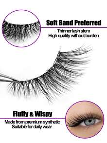 Sibeuna 9 Pairs Half False Eyelashes, Transparent Stem, Natural Look, Outer Corner Eyelashes, Cat Eye Style, Fluffy Soft Dense False Eyelashes, Suitable For Beginners, Travel Essential - Black - View 3