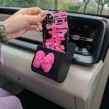 1pc Cute Cartoon Bow Car Interior Storage Bag Creative Car Air Vent Storage Box Car Hanging Bag Phone Holder - Bow - View 10
