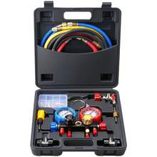 4 Way AC Gauge - AC Manifold Gauge Set For R134A R22 R12 R410A Refrigerant, Freon Gauges With 5ft Hoses, Couplers, Can Tap Works On Car Auto Freon Charging And Evacuation - For R134A R22 R12 R410A - View 8