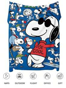 Snoopy White Background Big Head Multi-Character Cartoon Dog Print Flannel Throw Blanket, Graffiti Pattern, Soft And Comfortable, Suitable For Sofa, Bedroom And Daily Home Decor - Multiple Styles - View 11