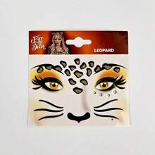 1pc Leopard Face Sticker, Glitter Waterproof Sticker, Gold Leopard Stage Makeup Face Sticker, Party Decoration, Photo Prop,Halloween - Many - View 5