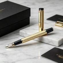 High-Quality Golden Metal Fountain Pen / Equipped With Smooth Nib, Ink Cartridge And Converter / Suitable For Students, Professionals And Office Signatures (Fashionable Writing Tool) - Pen - View 9