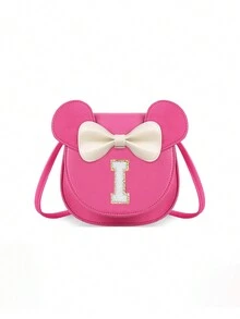 1pc Girls' Popular Cartoon Ear Crossbody Bag, Bowknot Towel Letter Small Purse, Cute Princess Coin Purse Gift For Girls - Hot Pink - View 17