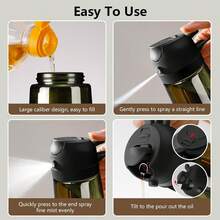 1/2 Set 16oz/470ml Kitchen Olive Oil Dispenser Bottle With Stickers - 2-In-1 Olive Oil Sprayer, Suitable For Cooking, Air Fryer And Salad, Black & Green (Light-Proof Kitchen Gadget) - View 7