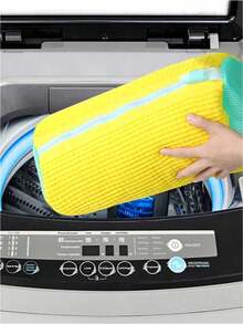 1pc 360° Anti-Deformation Shoe Laundry Bag, Soft Fleece Lining, Invisible Side Zipper, Machine Washable And Dryable, Reusable Shoe Protection Bag, Suitable For All Sizes And Shoe Styles: Sneakers, Canvas Shoes, Men's And Women's Shoes, Home Bathroom Laundry Accessory - Multicolor - View 4
