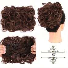 Moño de novia sintético grande y desordenado con rizos, chignon con peine y clips, funda para coleta, extensión de coleta de cabello sintético natural falso - Multicolor - Ver 22