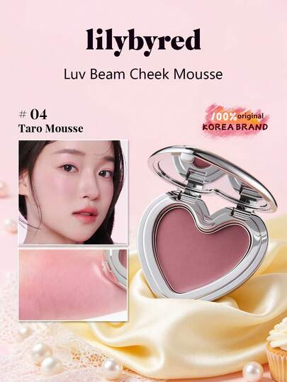 LILYBYRED LUV BEAM 04 TARO MOUSSE Blush Mousse, Lightweight High-Pigment Velvet Mousse Blush, Blendable Multi-Use Cheek & Lip Color, Creates Radiant Natural Facial Contour, Korean Soft Matte Makeup Effect, 3.8g/0.14 Oz.