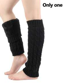 Fluffy Wool Twisted Knit Warm Leg Warmers, Y2K Comfortable Style - Multicolor - View 14