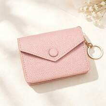 Minimalist Coin Purse, Portable Key Ring Coin Bag, Soft Lychee Texture Feel, Multi-Functional Large Capacity Coin & Card Holder, Card Wallet - Multicolor - View 9