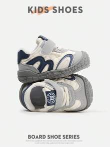 1 par quiltade retro sneakers för småbarn med färgblock, stängd tå, kardborre och platt sula, för förskola och street wear [välj efter faktisk innersulans längd i cm] - Grå - Visa 3