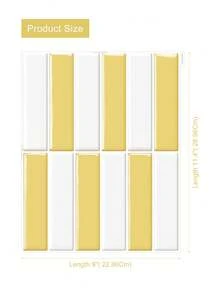WoStick 1/10/20pcs 3D Subway Tile Self-Adhesive Backsplash Stickers, Glossy Cream Yellow Self-Adhesive Wall Tiles, Waterproof Removable, Suitable For Kitchen Bathroom Rental Home Decor - Cream Yellow Long Strip - View 3