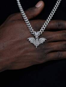Halloween Costume Accessory, Men Hip Hop Iced Out Bat Pendant Necklace, Sparkly Rhinestone Cuban Chain Necklace Party Gift - Halloween Necklace - View 5