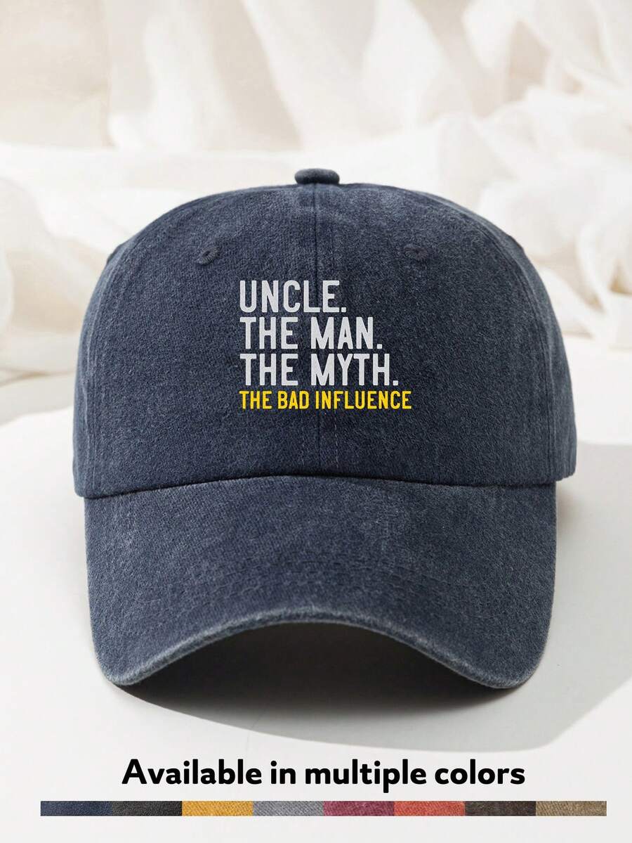 1pc Men's Retro Uncle Letter Print Baseball Cap Washed Polyester Casual Adjustable Breathable Sun Hat - A - View 1