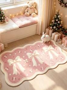 1pc Pink Bow Cream Style Decorative Rug, Bedroom Decor, Small Rug, Carpet, Home Decor, Living Room Rug, Living Room Small Rug, Bedroom Rug, Living Room Home Decor, Outdoor Rug, Washable Rug - Multicolor 7 - View 2