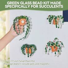 1660pcs Green Glass Beads Set, For Beaded Plants, 6mm Round Glass Beads, 60pcs Leaf Beads, Faceted Beads And Seed Beads, Suitable For Jewelry Making, Bracelets And DIY Crafts (Foam Blocks And Flower Pots Not Included) - Green - View 7