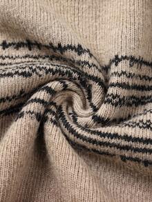 Women Fair Isle Pattern Round Neck Knit Vest, Casual Sleeveless Sweater Vest For Fall Daily Layering - Khaki - View 8