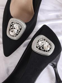 Removable Metal Shoe Flower Buckle Rhinestone Decor Accessories For Sandals Shoe Surface Repair Parts - Silver - View 4