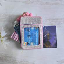 1pc Rhinestone Card Holder Keychain, Multi-Slot Card Sleeve With Zipper Coin Purse, Silicone Bead Wrist Strap Tassel Charm, Portable Carry-On Storage Bag, Multiple Colors Available, Store Bank Cards, IDs, Coins, Commute Travel Carry-On, Daily Office Practical Accessory, Compact Space-Saving, Sturdy And Secure - Multicolor - View 4