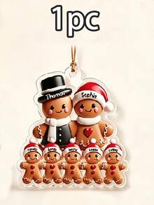 Custom Gingerbread Family Christmas Ornament, Personalized Tree Decor, Festive Holiday Style, Customized 3-8 Names Family Keepsake, Customizable Christmas Hanging Decoration, Family Name Ornament, Christmas Home Decor, Christmas Gift, 2D Flat - Style C - View 17