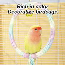1pc Rainbow Gradient Parrot Swing, Star Pendant Tassel Design, Chewable Climbing Perch Bird Toy, Suitable For Budgies, Small Parrots And Other Birds, Suitable For Cage Play - View 7