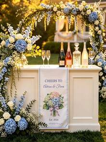 Personalized Wedding Bar Banner, Customized Wedding Welcome Sign, Wedding Tablecloth, Customized Name And Date Fabric Sign, Elegant Reception Decor, Newlywed Gift, Wedding Gift, Welcome Gift, Mother's Day Gift, Anniversary Gift, Party Decor, Home Decor - Multicolor - View 12