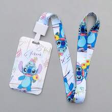 1pc Stitch And Lilo Lanyard - Vibrant Blue And Pink Design With Cartoon Characters, PVC Material, Suitable For ID Cards And Work Badges, ID Card Holder | Fun Design | Durable Lanyard, Stitch Accessories, Disney Merchandise - C-multicolor - View 10
