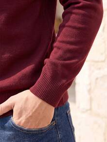 ALTZTAR Men's Solid Color Turtleneck Long Sleeve - Burgundy - View 5