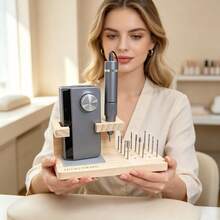 1pc Wooden 2-In-1 Nail Drill & Nail Machine Storage Box, Large Capacity Nail Cleaning Brush Organizer, Multi-Compartment Nail Polish Bottle Display Rack, Nail Machine Storage Box - Multicolor - View 8