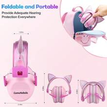 Earmuffs Kids Pink Cat Ear Adjustable Over Head  For Children Fireworks Travel - Pink - View 3