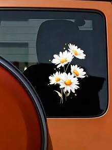 Daisy Flower Car Sticker Artistic Floral Car Decal Window & Trunk Decor Waterproof Sun-Proof Personalized Car Body Sticker - A - View 1