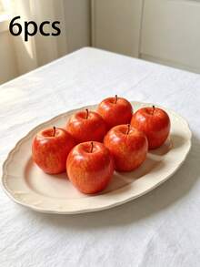 8/6/4/1pc Realistic Artificial Apples, Lifelike Fake Fruit Decor, Lifelike Apple Ornaments, Suitable For Wedding, Living Room Decor, Kitchen Decor, Realistic Artificial Fruit Party Props, Home Decor, Room Decor, Party Decor, Birthday Party Decor, Tabletop Decor - Red - View 11