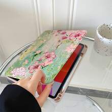 1pc Vintage Pink Lily Orchid Lotus Floral 360° Rotating Tablet Protective Case, Compatible With A16 2025, Compatible With Samsung Galaxy Tab S9 FE/S8 Plus/S7/S10, Compatible With OPPO Pad, Compatible With Huawei MatePad, Compatible With Vivo Pad, Compatible With Honor Pad, Compatible With Xiaoxin Pad - Multicolor - View 6