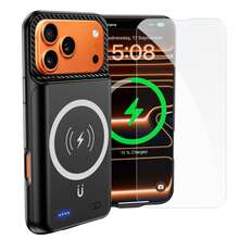 New 10000mAh Rechargeable Portable Battery Case With Magnetic Wireless Charging Case Extend Battery Pack Charger Cover Compatible For IPhone 17 Pro Max (6.9 Inch) - Black - View 8