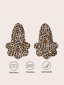 Lignisse 10 st leopardmönstrade lyftande bröstvårtsskydd, osynliga självhäftande bröstkronbladsstickers, återanvändbara silikonpasties för rygglös djup V-festklänning - Multifärgad - Visa 2