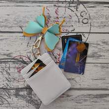 1pc Multi-Color PU Card Holder With Silicone Beaded Wrist Strap, Tassel Pendant, Snap Button Multi-Card Slots And Zipper Side Pocket, Functions As ID Card Holder And Coin Purse, Can Be Used As Wrist Keychain And Bag Charm, Portable Storage For Cards And Coins, Multiple Style Color Options To Match Daily Outfits - Multicolor - View 7