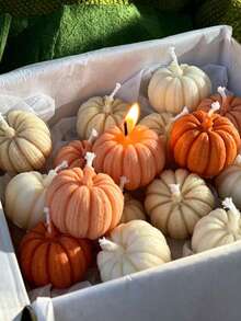 6pcs/1pc Mini Pumpkin Candle Mold, Thanksgiving Pumpkin Candle Mold, Autumn Scented Tea Wax Mold, Suitable For Candle, Aromatherapy, Handmade Soap Making, Home Decor, Holiday Party, Halloween Decoration (Candle Not Included) - Multicolor - View 6