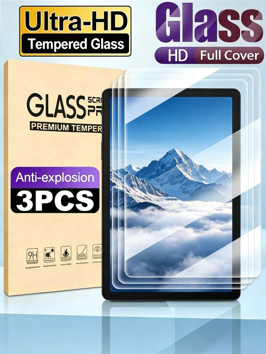 3pcs Tempered Glass Screen Protector, 9H Hardness, Explosion-Proof, Scratch-Resistant, Easy Application, Compatible With Samsung Galaxy Tab S10+S10 FE A11+12.4 Inch/Compatible With IPad Air Pro 11 13/9th Gen 10th Gen/11th Gen/12th Gen/Compatible With Xiaomi/Compatible With Huawei Matepad/Honor Office/Drawing, Auto-Adsorption Bubble-Free, Smooth Oil-Resistant Protective Film
